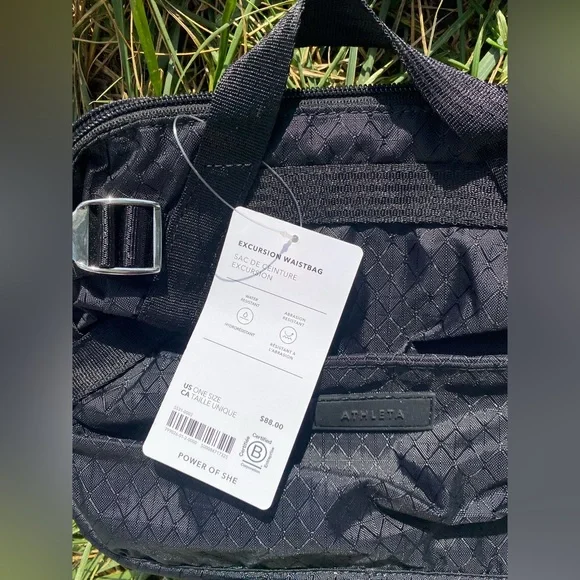 NWT! ATHLETA Excursion Large Belt Bag‎ Black Nylon Fanny Pack Waist Sling Purse - Picture 6 of 6
